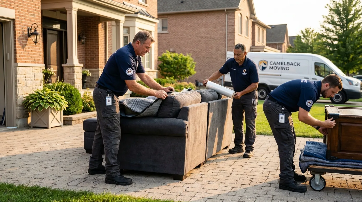Large estate moving crew wrapping furniture in Grapeland, TX