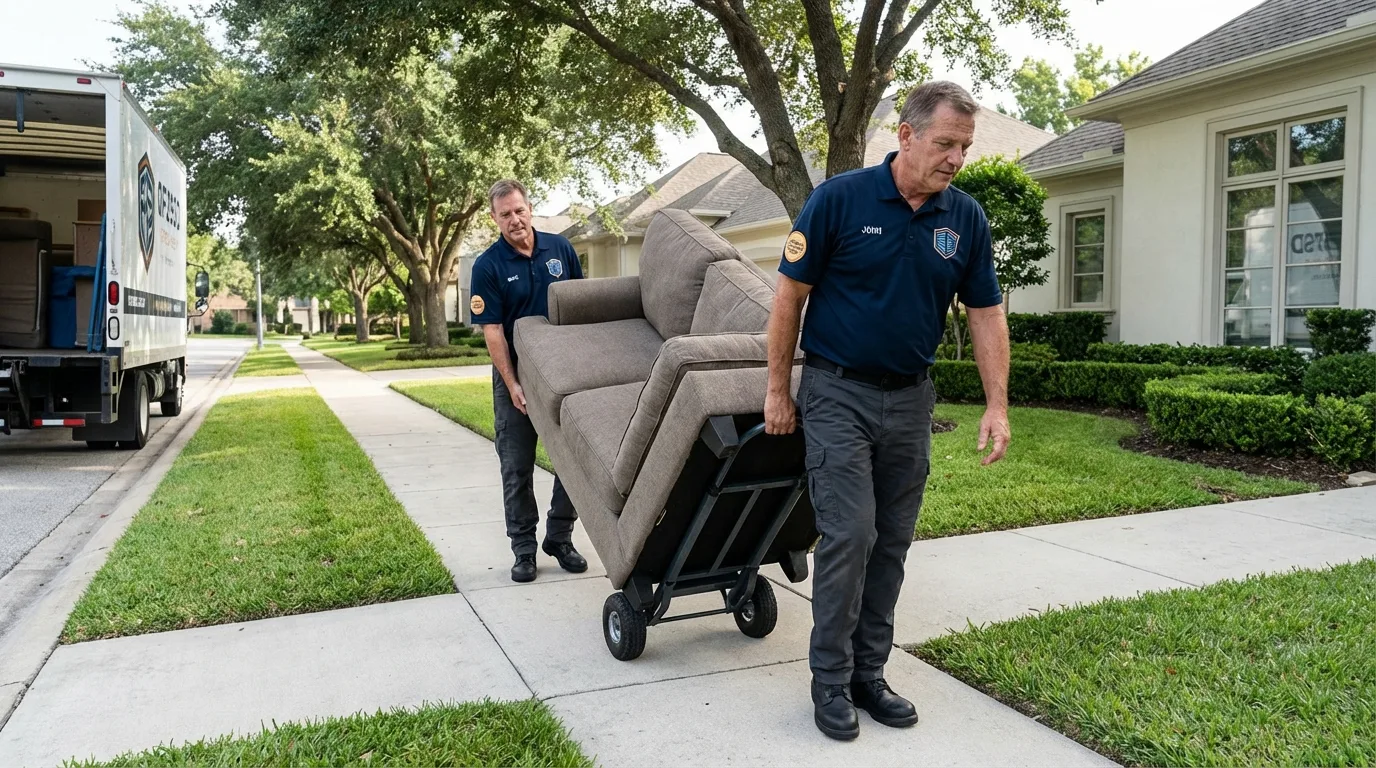 Local residential moving crew loading furniture in Grapeland, TX